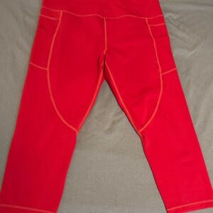 ZYIA Red Athletic Leggings with Contrast Stitching